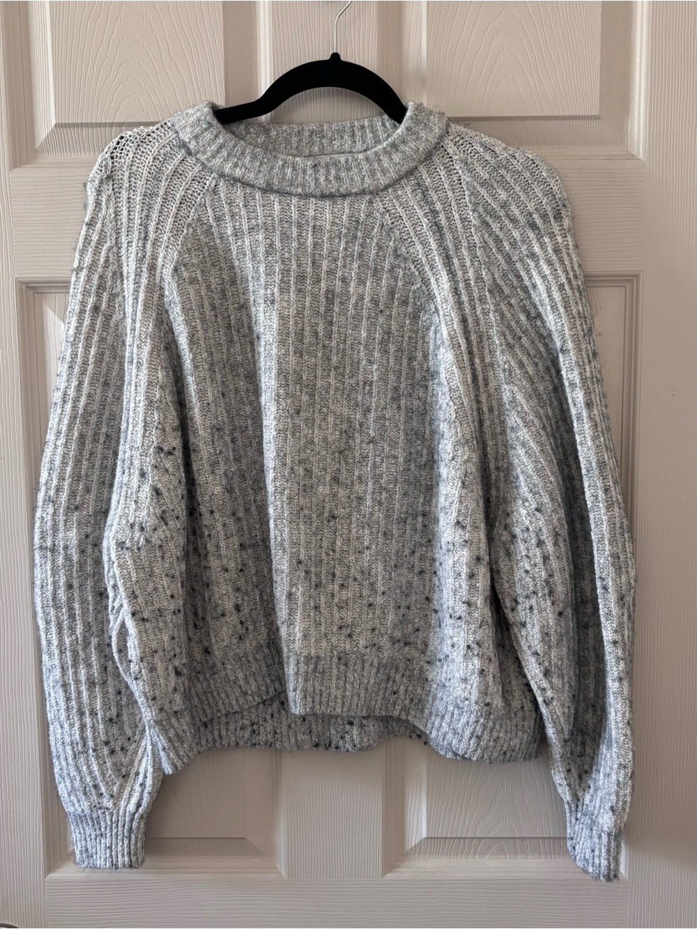Madewell Grey Ribbed Cotton-Blend Chunky Knit Sweater - Size S